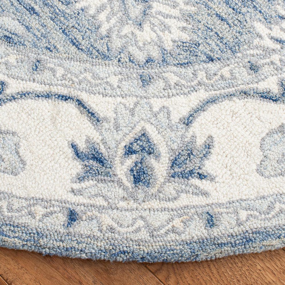 Safavieh Micro-Loop MLP536M 5&#39; Round Blue and Ivory Area Rug, , large