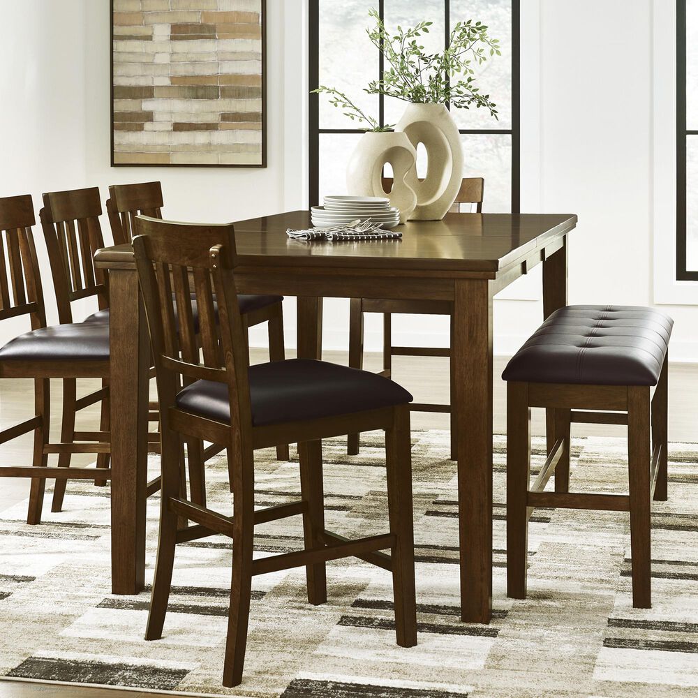 Ashley Ralene 25.38 Faux Leather Dining Bench in Medium Brown, , large