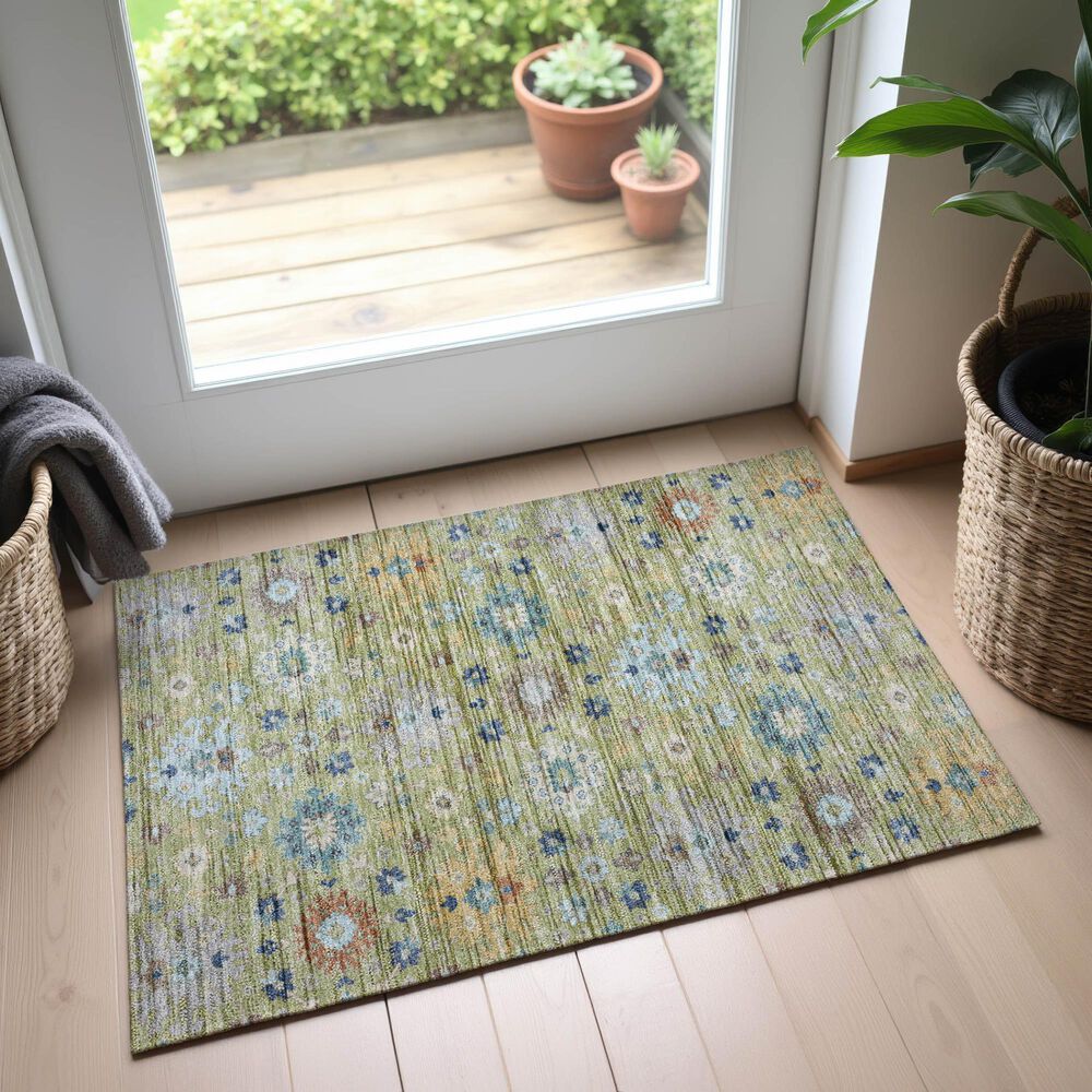 Dalyn Rug Company Silk Road Aloe, Sky, Ivory, Copper, Mocha and Gray 1&#39;8&quot; x 2&#39;6&quot; Area Rug, , large