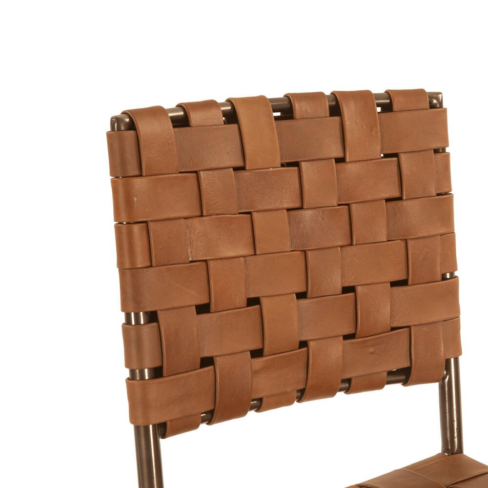 Home Trends &amp; Design 17" Counter Stool with Brown Top Grain Leather, , large