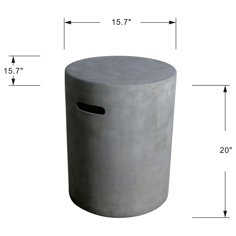 Elementi Fire Round Concrete Propane Tank Cover in Gray, , large