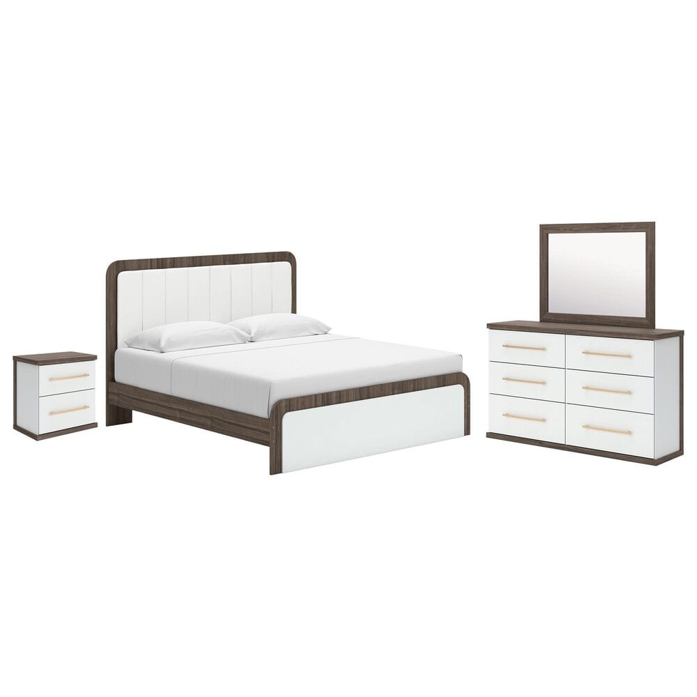 Ashley Kendanport 4 Piece King Bedroom Set in Brown and White, , large