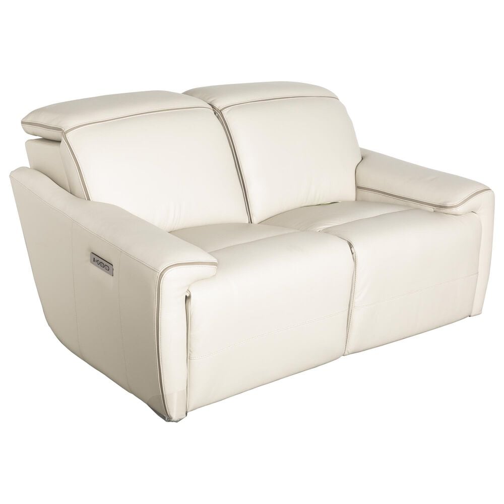Superb Leather Leather Power Reclining Loveseat in Myrtle Light Grey, , large