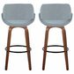 LumiSource Fabrico 30" Swivel Fixed-Height Bar Stool with Blue Noise Fabric Upholstery in Black and Walnut (Set of 2), , large