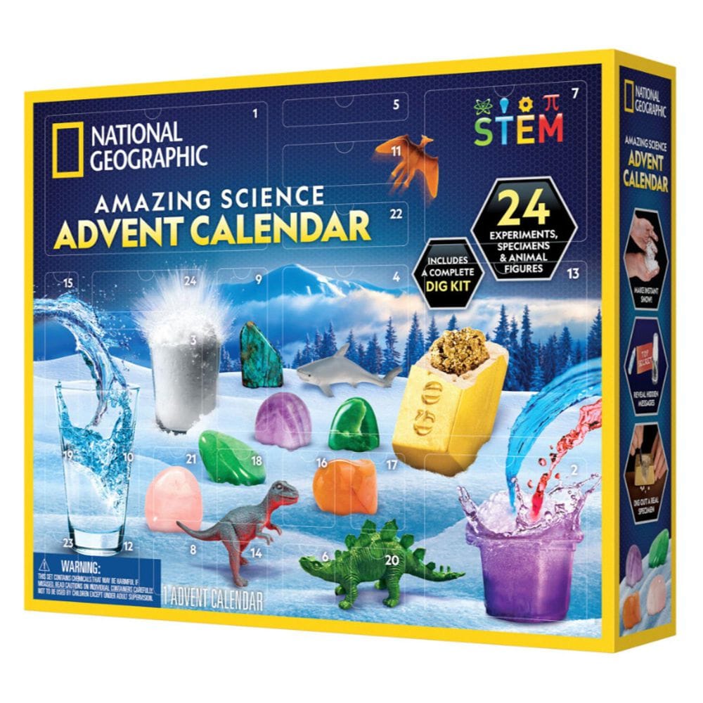 National Geographic Amazing Science Advent Calendar with 24 Science Experiments and Animal Figures in Multicolor, , large