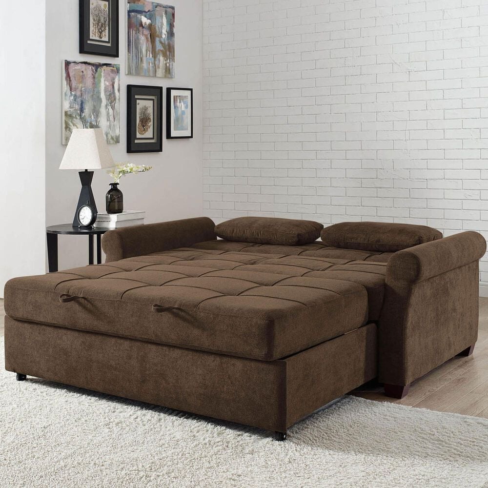 Lifestyle Solutions Hampton Queen Convertible Sofa in Brown, , large