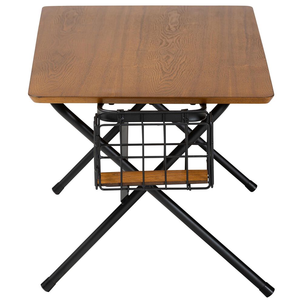 Baxton Studio Mariela Coffee Table with Basket in Natural Brown and Black, , large