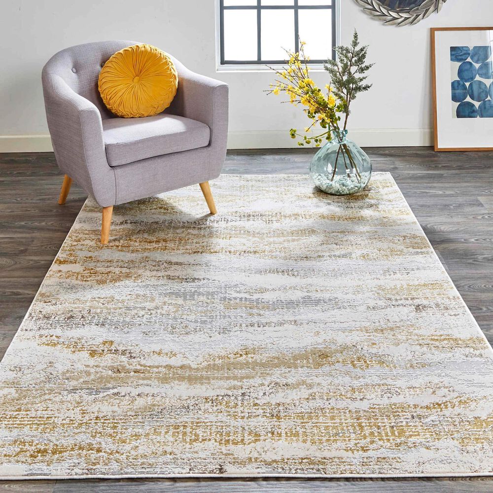 Feizy Aura 3735F 8&#39; x 10&#39; Gold and Gray Area Rug, , large