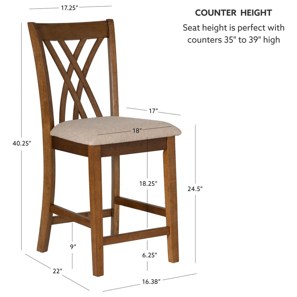 Linon Home Decor Maggie Counter Stool in Brown (Set of 2), , large