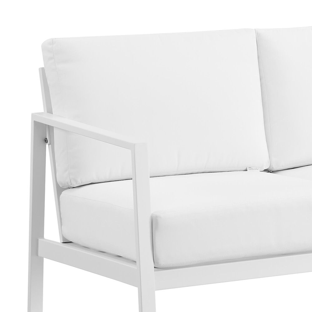 Linon Home Decor Holland Outdoor Loveseat with White Cushions in White, , large