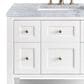 James Martin Vanities Breckenridge 36" Single Bathroom Vanity in Bright White with 3 cm Carrara White Marble Top and Rectangular Sink, , large