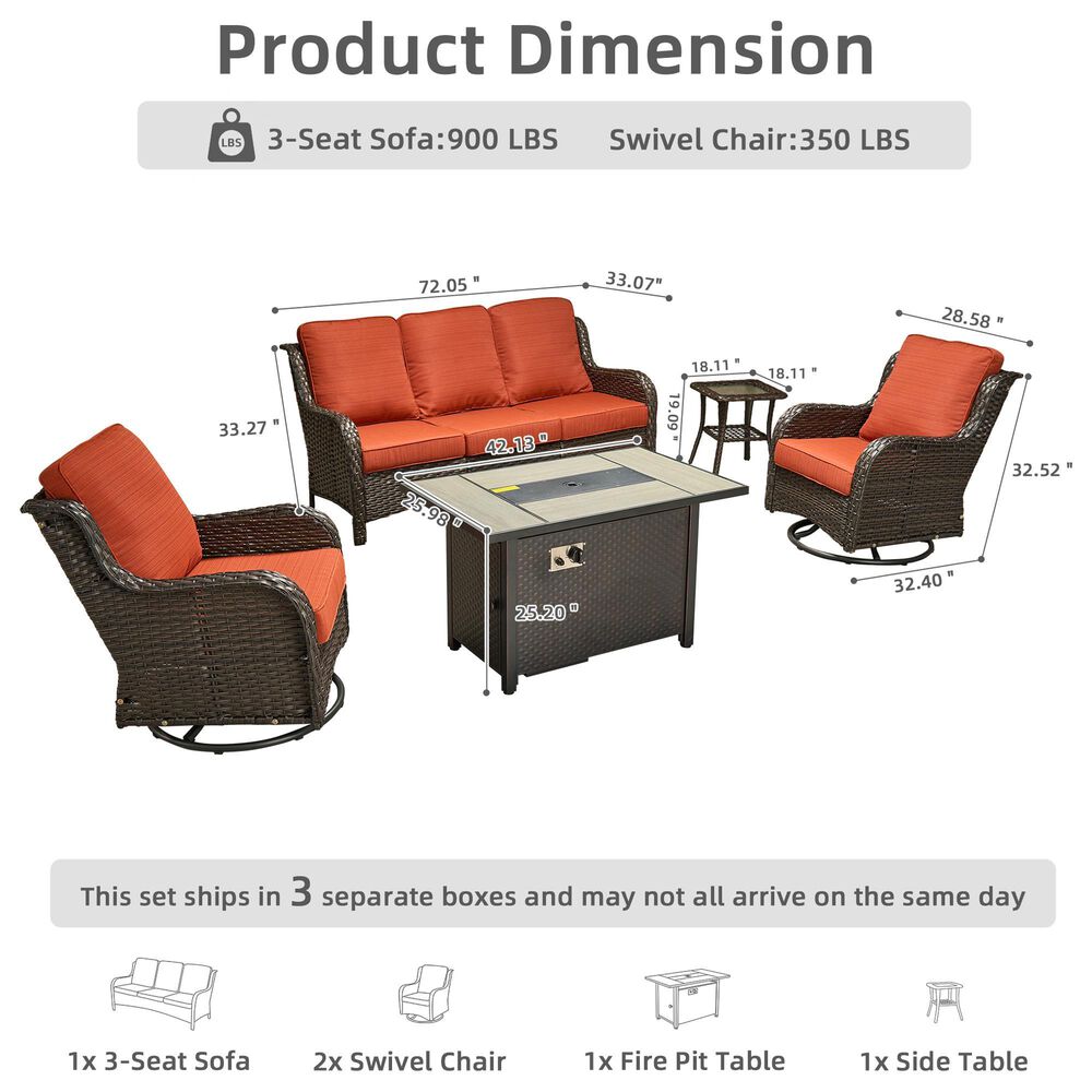 HOMLUX 5-Piece Patio Set in Orange, , large