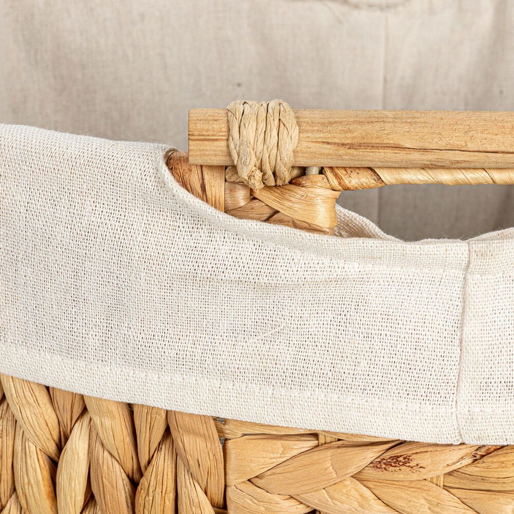 Household Essentials 2-Piece Handwoven Water Hyacinth Oval Hamper Set in Natural, , large