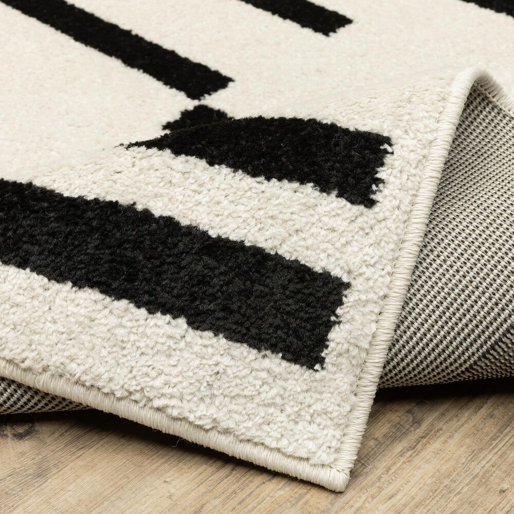 ROW by Oriental Weavers Quinn Striped Beige and Black 7'10" x 10' Area Rug, , large