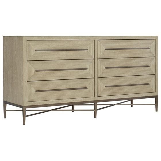 Hooker Furniture Cascade 6-Drawer Dresser in Taupe and Champagne