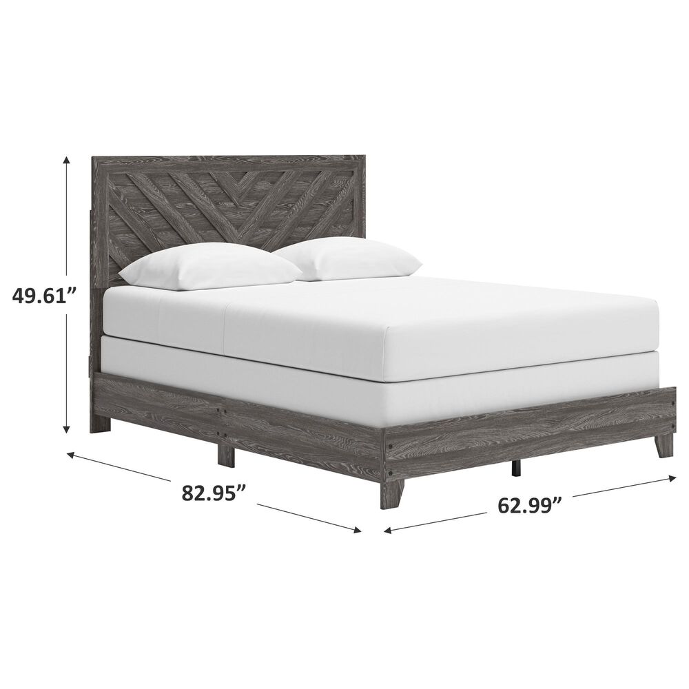 Ashley Sylveri Queen Chevron Panel Bed in Gray, , large