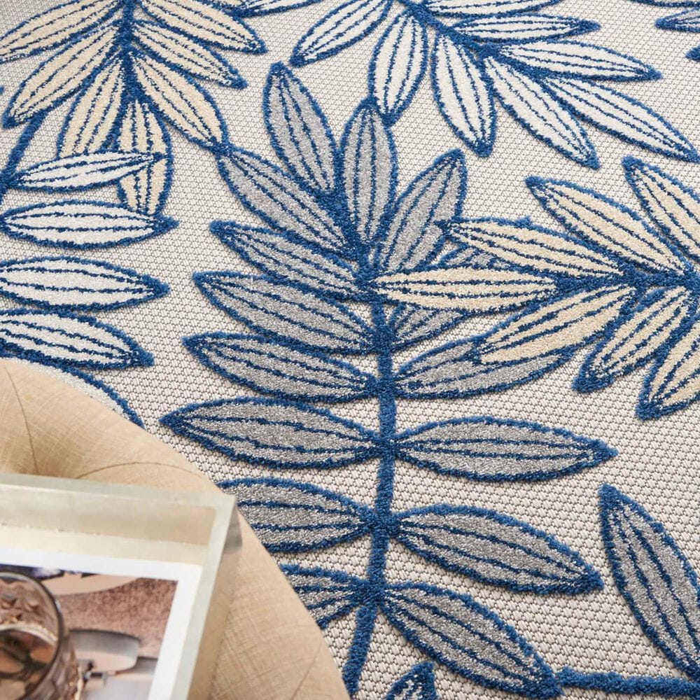 Nourison Aloha ALH18 9&#39; x 12&#39; Ivory and Navy Indoor/Outdoor Area Rug, , large