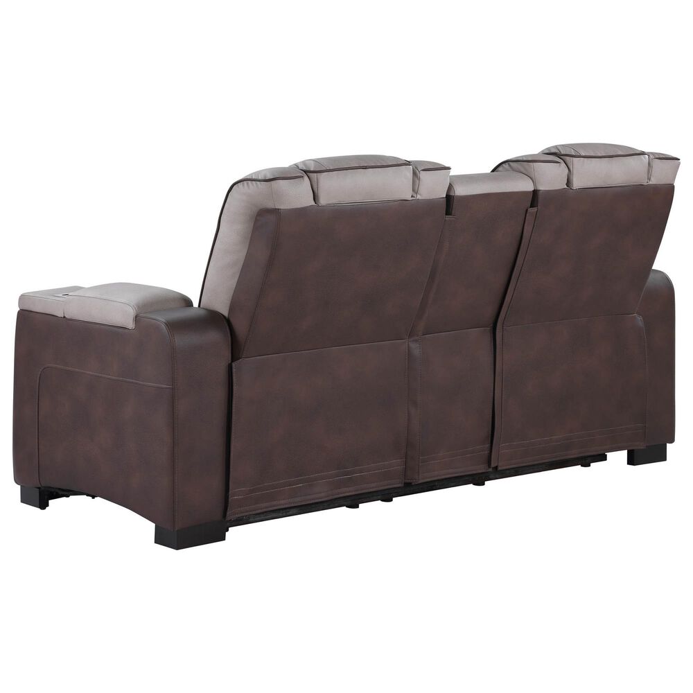 Titanic Furniture Power Reclining Loveseat with Power Headrest in Brown, , large