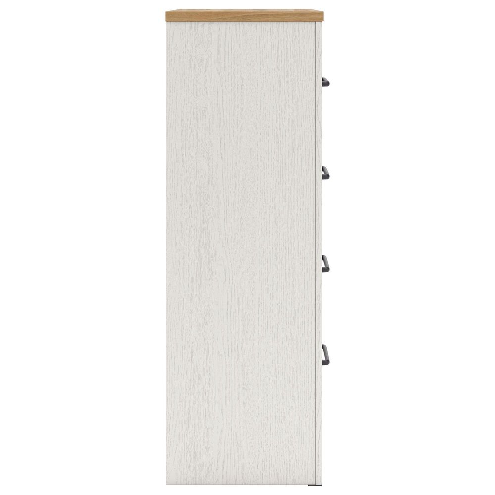 Ashley Linnocreek 4-Drawer Drawer Chest in White and Warm Brown, , large