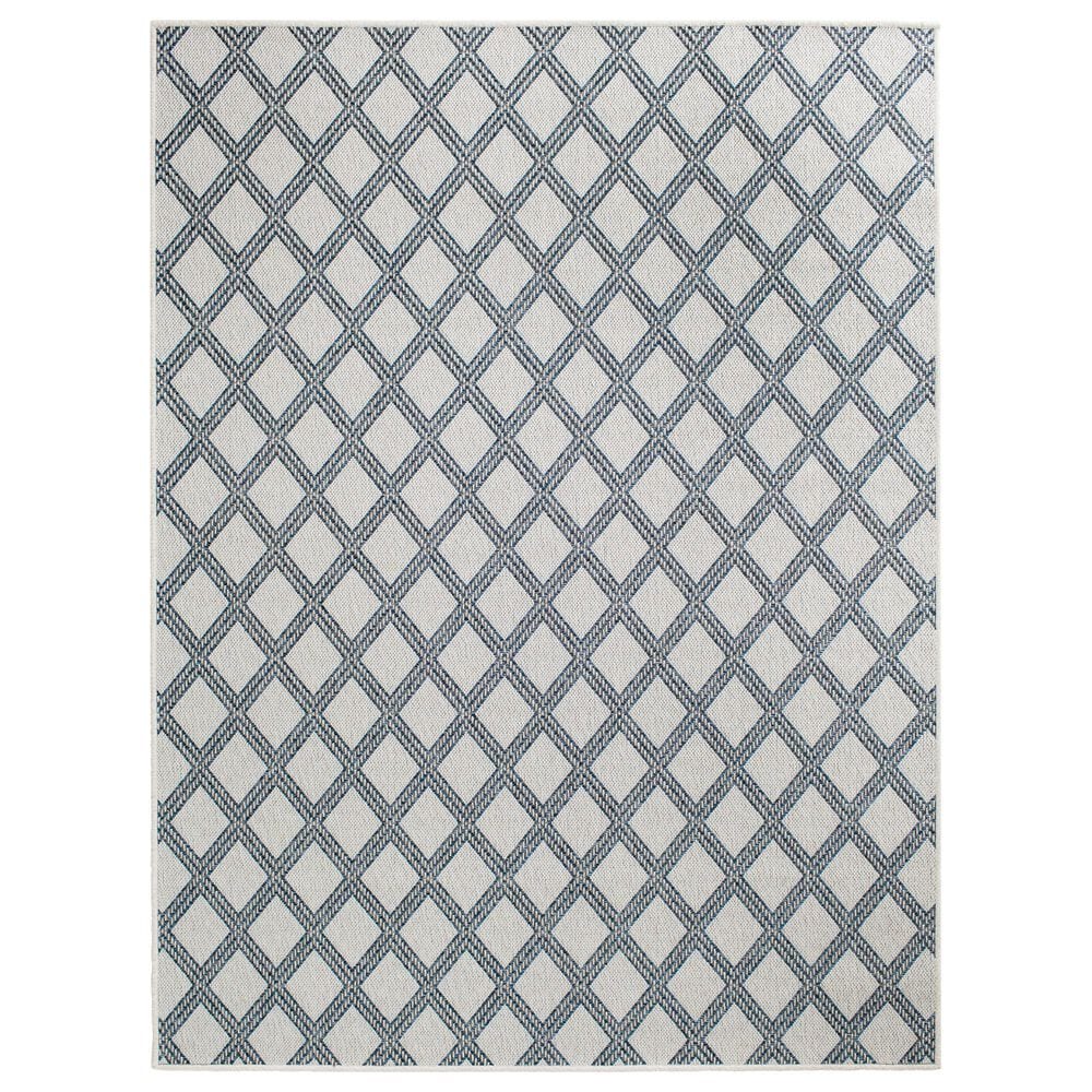 Central Oriental New Zealand Diamond 6"7" x 9"6" Ecru and Granite Area Rug, , large