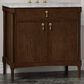 James Martin Kinnsden 36" Single Bathroom Vanity in Sable Oak with 3 cm Carrara Marble Top and Rectangular Sink, , large