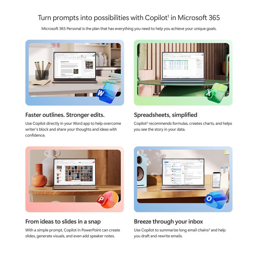 Microsoft 365 Personal Software | 12-Month Subscription, 1 Person | 1TB OneDrive Cloud Storage | Microsoft Copilot | Product Key Code, , large