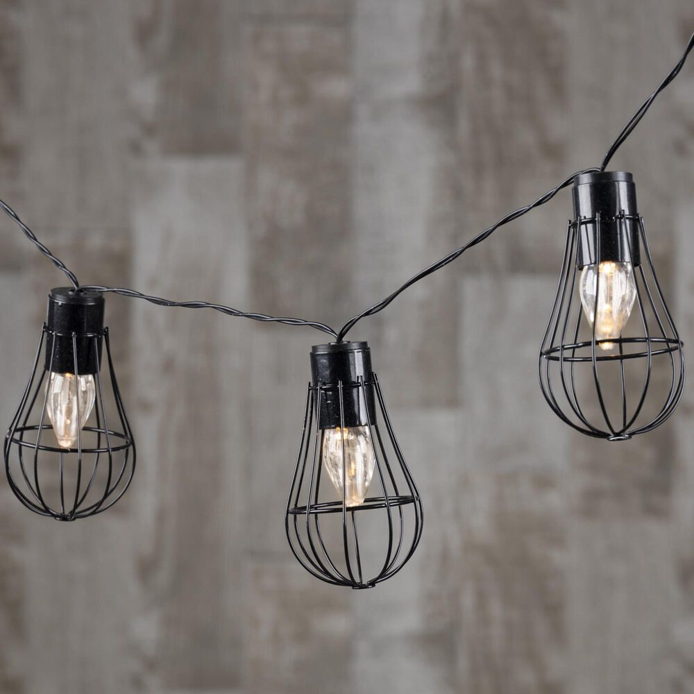 The Gerson Company 6&#39; Solar Patio String Lights with Warm White LED Bulbs in Black, , large