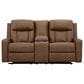 Ashley Mackmenville Manual Double Reclining Loveseat with Console in Caramel, , large