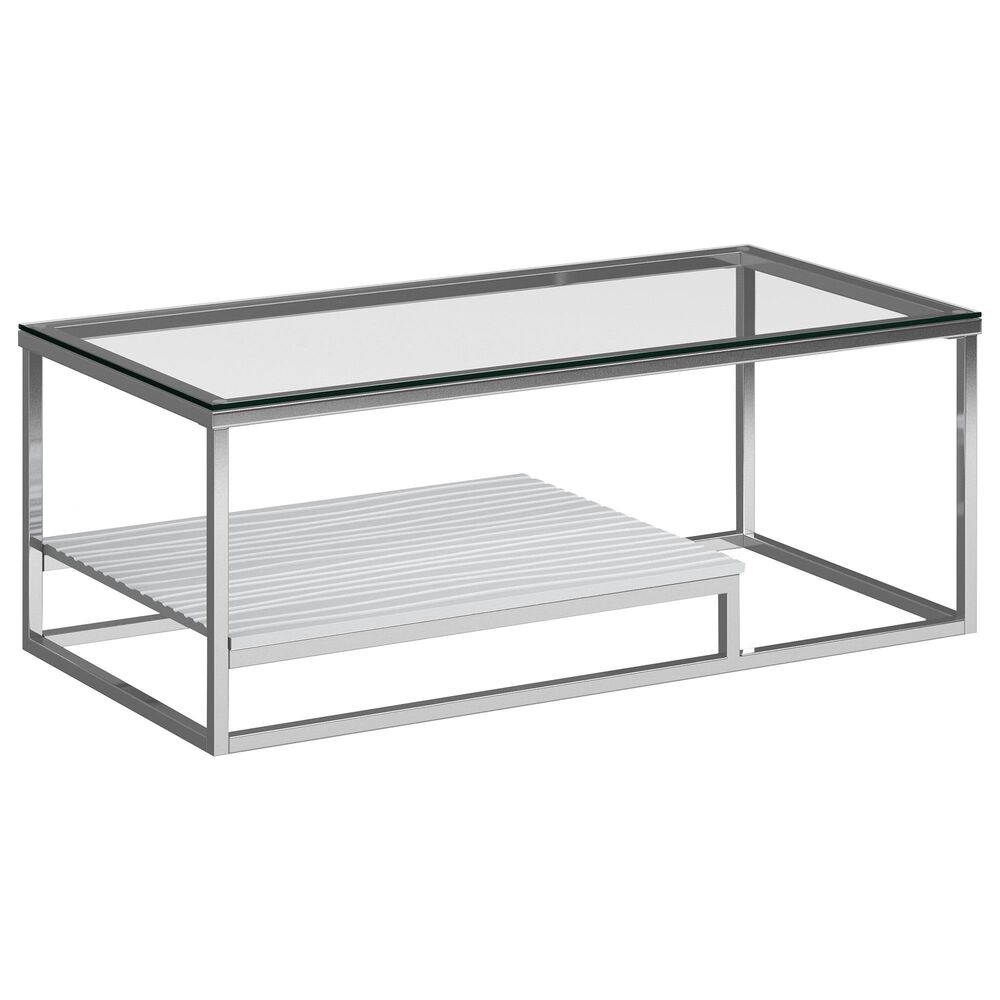 Furniture of America Sumpter Coffee Table in White and Chrome, , large
