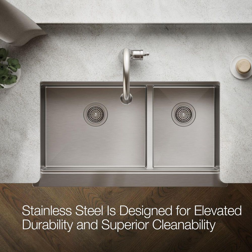 Kohler Strive 35.5" Undermount Double-Bowl Kitchen Sink in Stainless Steel, , large