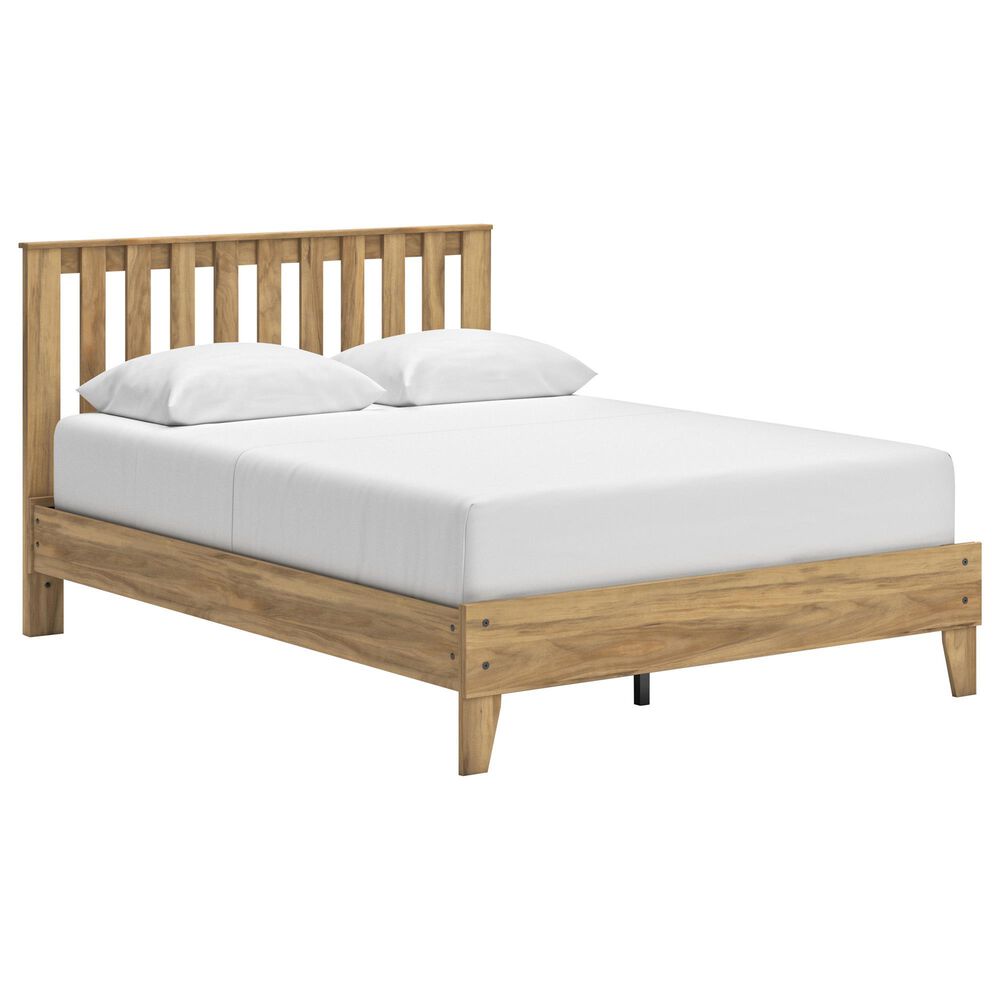 Ashley Bermacy Queen Platform Bed in Light Brown, , large