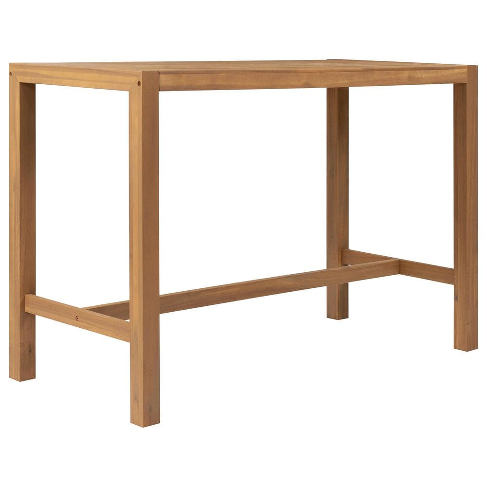 HOMLUX 5-Piece Patio Bar Set with 52" Rectangular Light Teak Table in Beige, , large