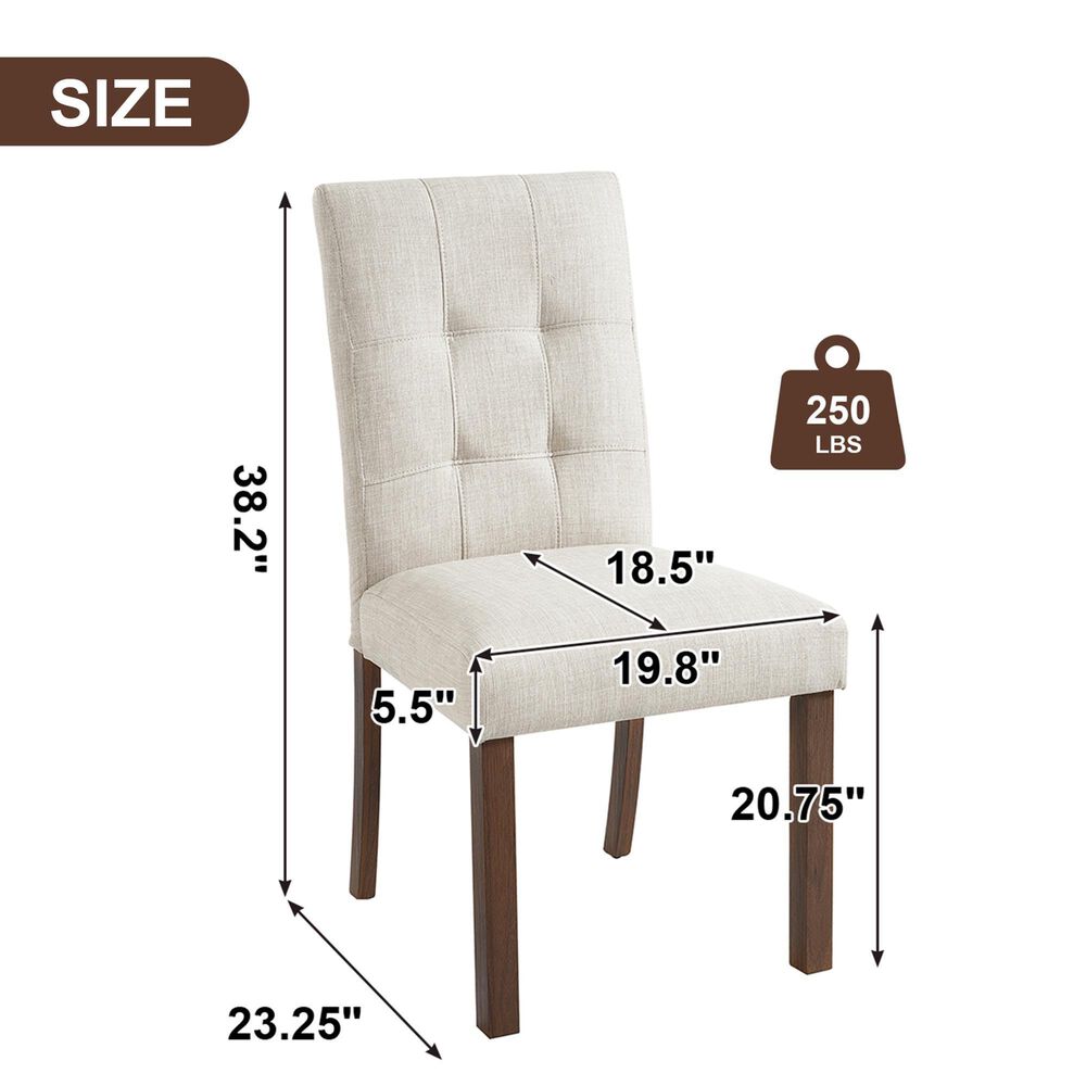 Hearth and Haven Side Chair with Beige Cushion in Wanut (Set of 4), , large