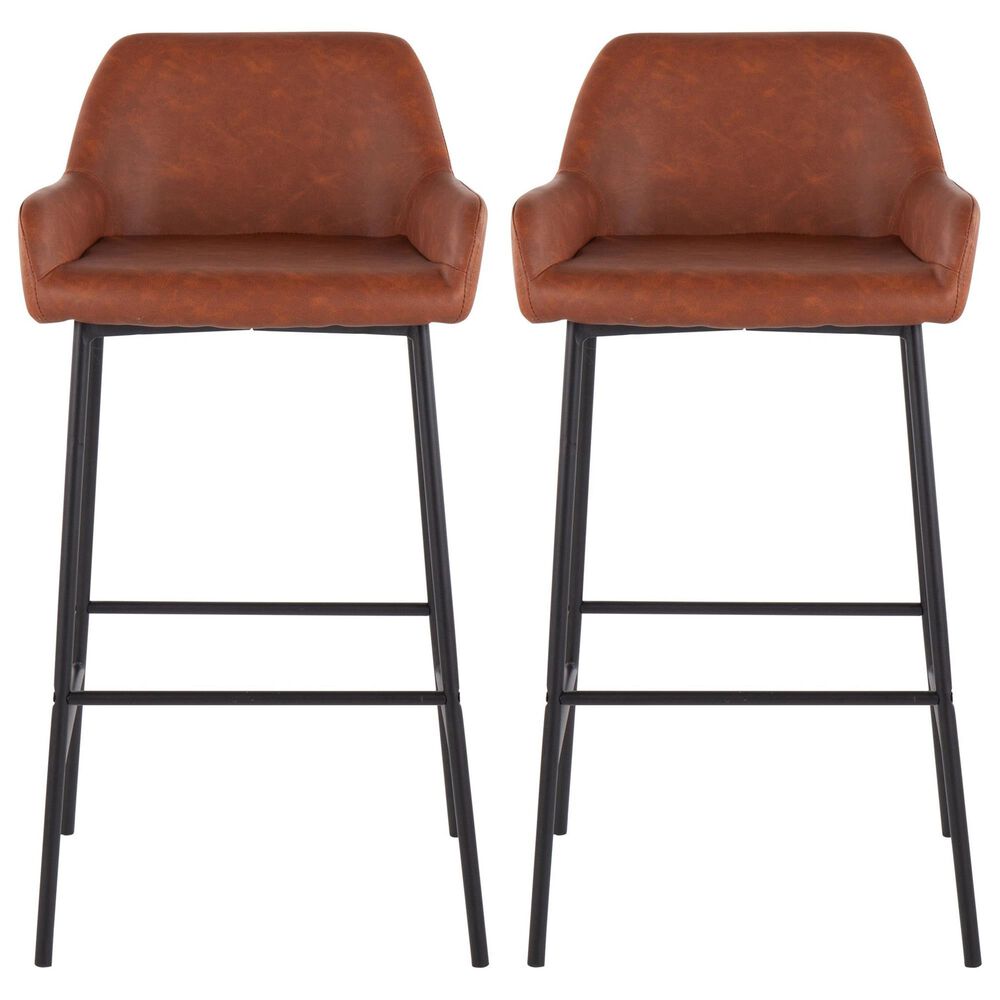 LumiSource Daniella Bar Stool with Camel Upholstery in Black (Set of 2), , large