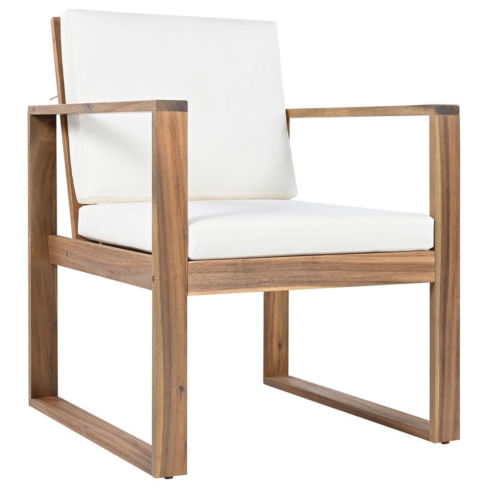 HOMLUX 7-Piece Patio Dining Set with 69" Rectangular Light Teak Table and Umbrella Hole in Beige, , large