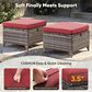 Sunwell Garden Outdoor Ottoman with Gray Rattan in Red (Set of 2), , large