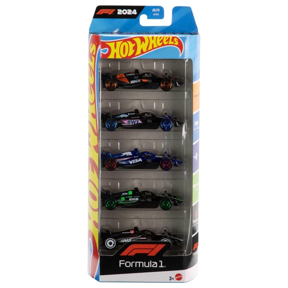 Hot Wheels 5-Pack Formula 1 1:64 Scale Die-Cast Toy Vehicle in Multicolor, , large