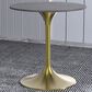 Leisuremod LeisureMod Verve Collection 27 Round Dining Table, Brushed Gold Base with Sintered Stone Grey Top, , large