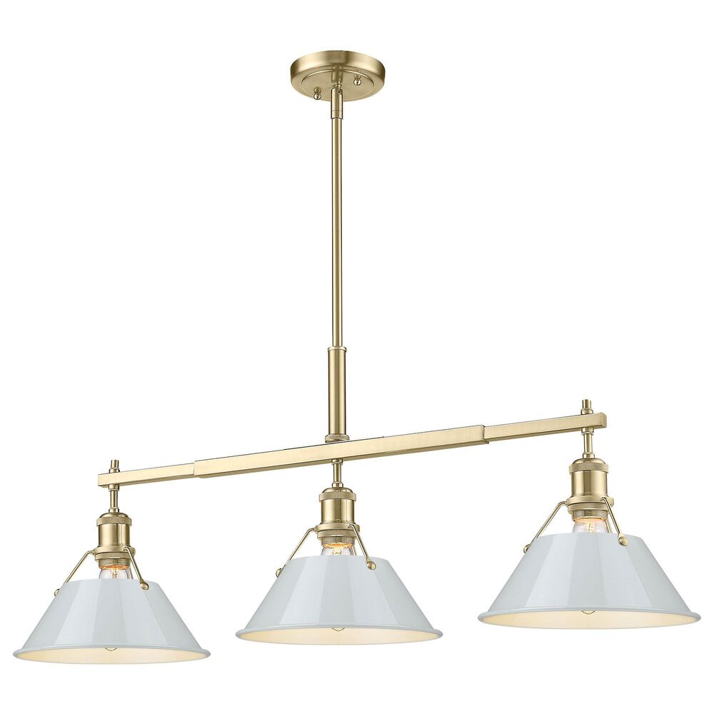 Golden Lighting Orwell 3-Light Linear Pendant with Dusky Blue Shade in Brushed Champagne Bronze, , large