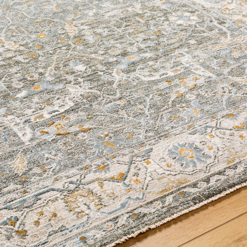 Surya Dresden Deep Teal, Dusty Sage, Taupe, Off-White, Light Gray, Olive and Mustard 2'7" x 10' Runner, , large