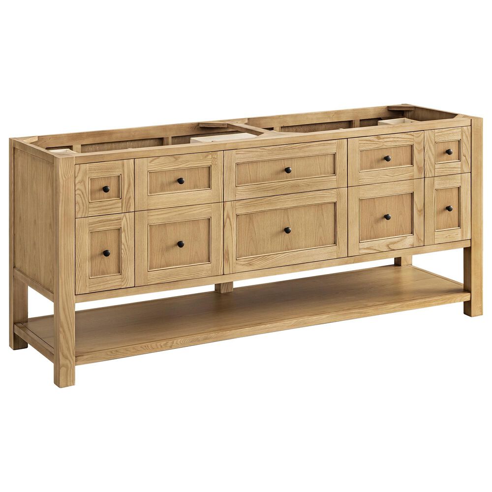 James Martin Breckenridge 48&quot; Single Bathroom Vanity in Light Natural Oak with 3 cm White Zeus Quartz Top and Rectangular Sink, , large