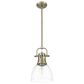Golden Lighting Duncan 1-Light Small Pendant with Rod and Clear Shade in Aged Brass, , large