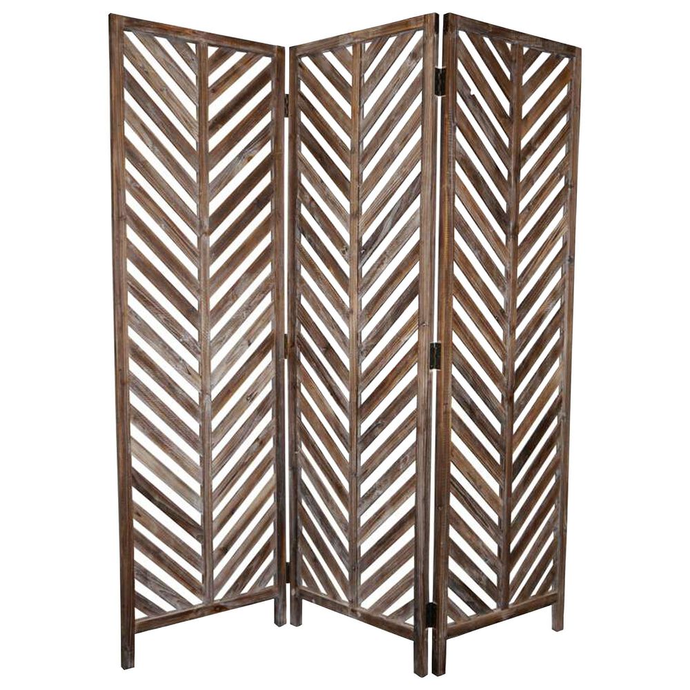 Screen Gems Aloha 3-Panel Screen in Washed Brown, , large