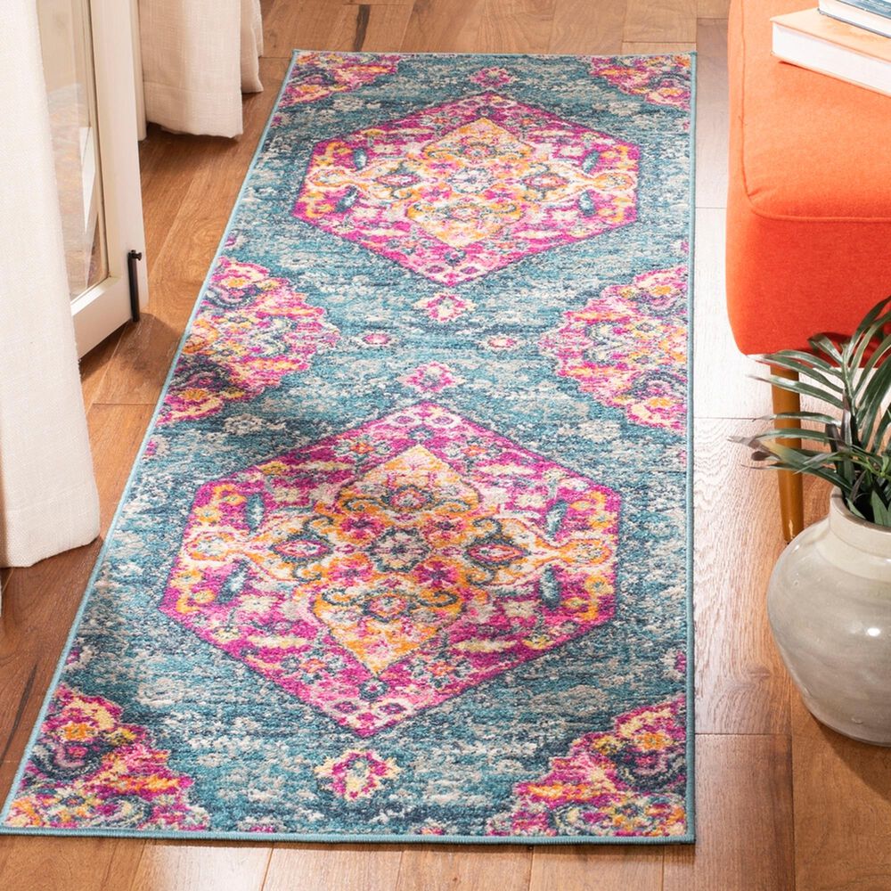 Safavieh Madison MAD119C 2&#39;3&quot; x 6&#39; Blue and Fuchsia Runner, , large