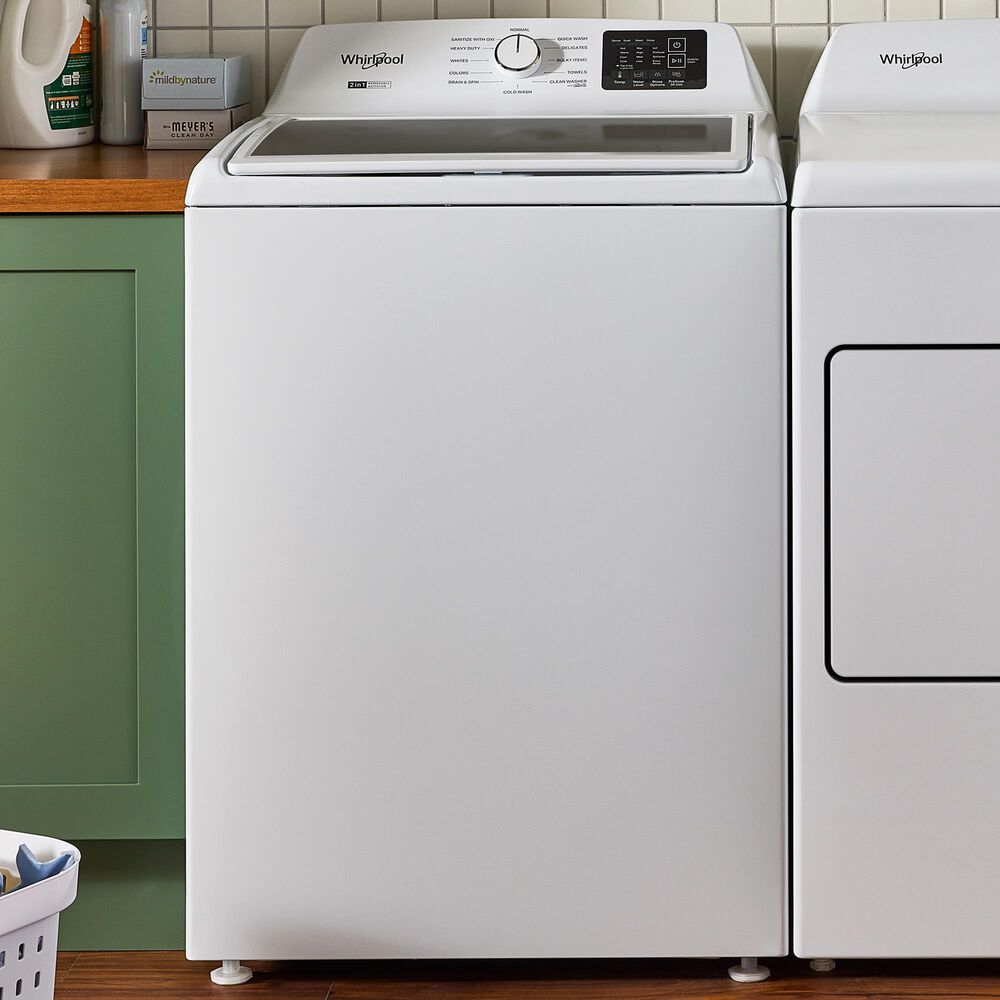 Whirlpool 4.2 - 4.3 Cu. Ft. Top Load Washer with 2-in-1 Removable Agitator and Soft Close Glass Lid in White, , large