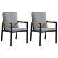 Blue River Crown Outdoor Dining Chair with Dark Gray Cushion in Black and Teak (Set of 2), , large