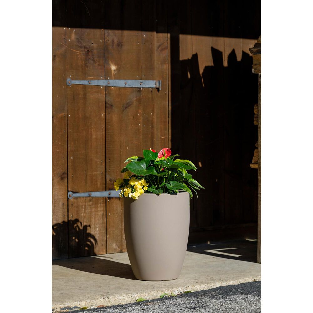 Alfresco Home Porto Tall Round Patio Planter in Taupe, , large