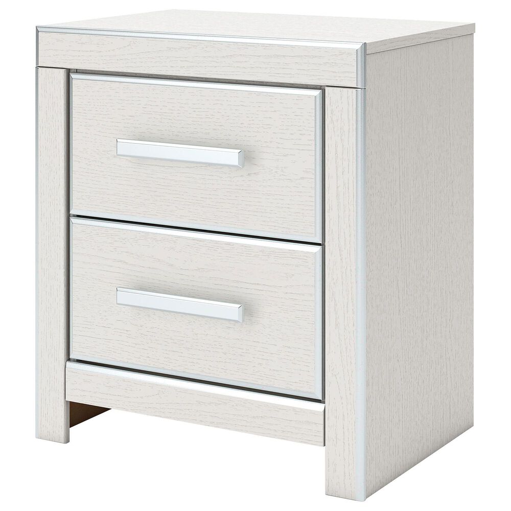 Ashley Zuraleus King Upholstered Panel Bed with Two Nightstands in Matte White, , large