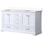 Lexora Home Dukes 60" Double Bathroom Vanity in White with 2 cm White Cultured Marble Top and Rectangular Sinks, , large
