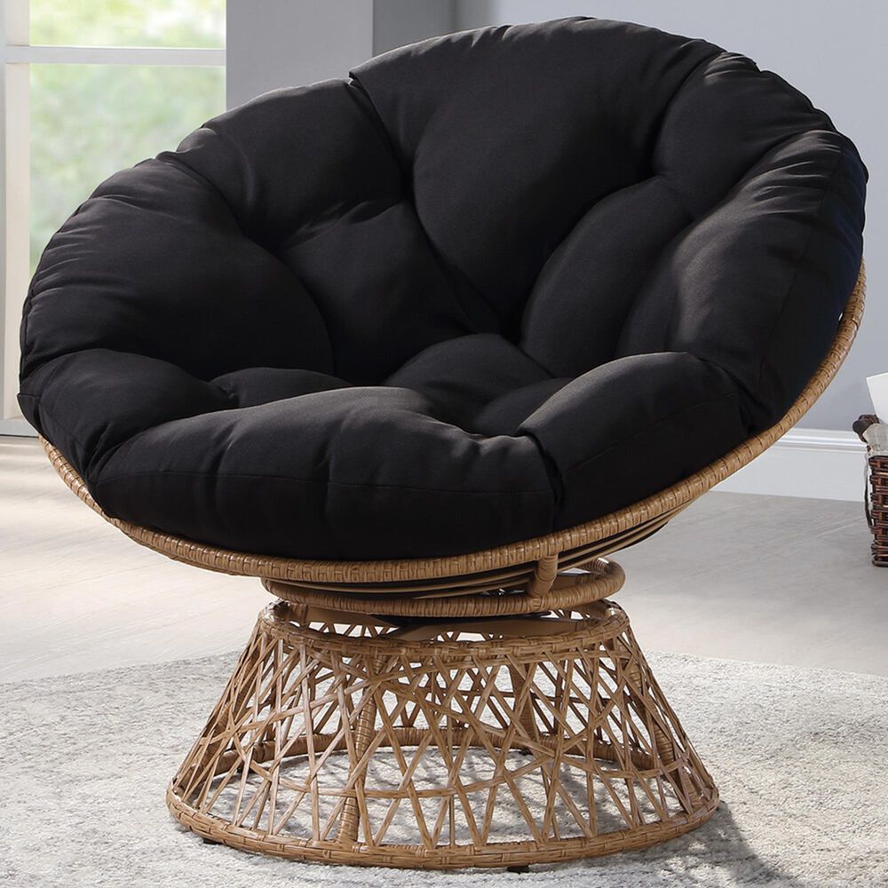 Valor Living Papasan Swivel Chair in Black, , large
